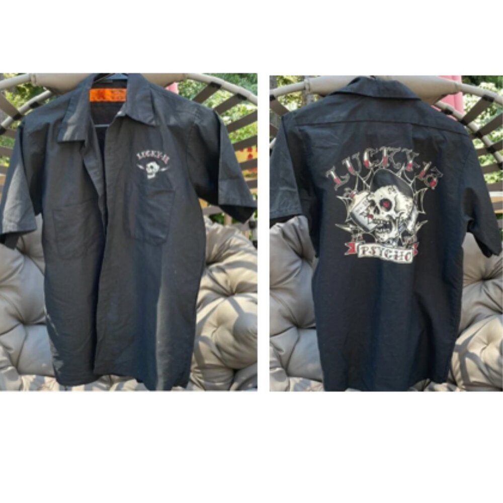 Lucky 13 “Psycho “ Black Mechanic Shirt Size M-SS